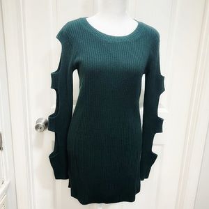 A.N.A Green Sweater with Cut Out Sleeves Size X-Small